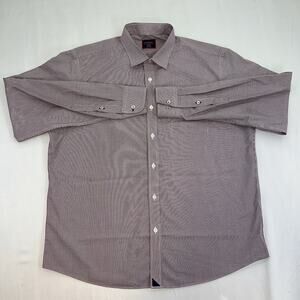 UNTUCKit Wrinkle Free Check Shirt Maroon White Cotton XL Long Sleeve Mens